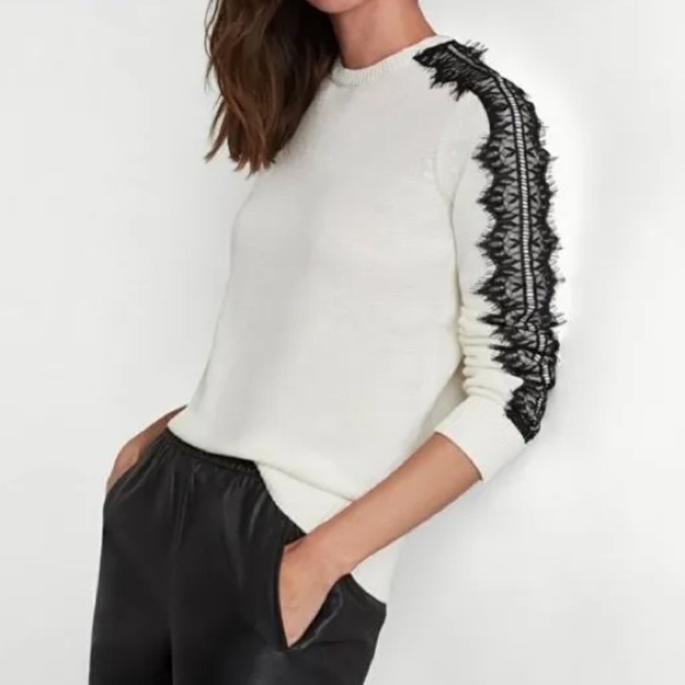 BCBGmaxaria cream lace sweater